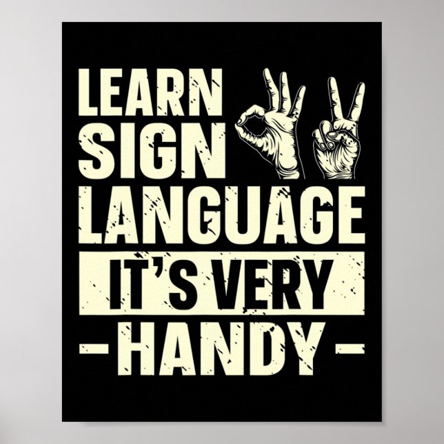 Poster Apprendre la langue des signes C'est très pratique (Devant)