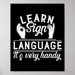 Poster Apprendre Langue des signes ASL Enseignant Sourde