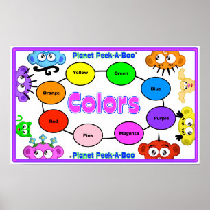 POSTER APPRENDRE LES COULEURS AVEC PLANÈTE PEEK-A-BOO