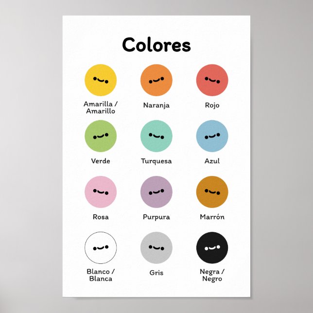 Poster Apprendre les couleurs (en espagnol) (Devant)