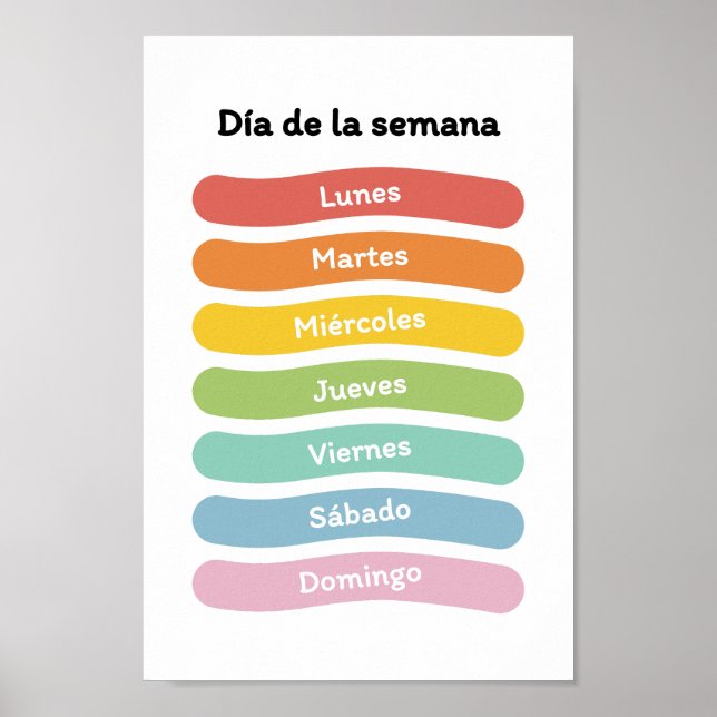 Poster Apprendre les jours de la semaine (en espagnol) (Devant)