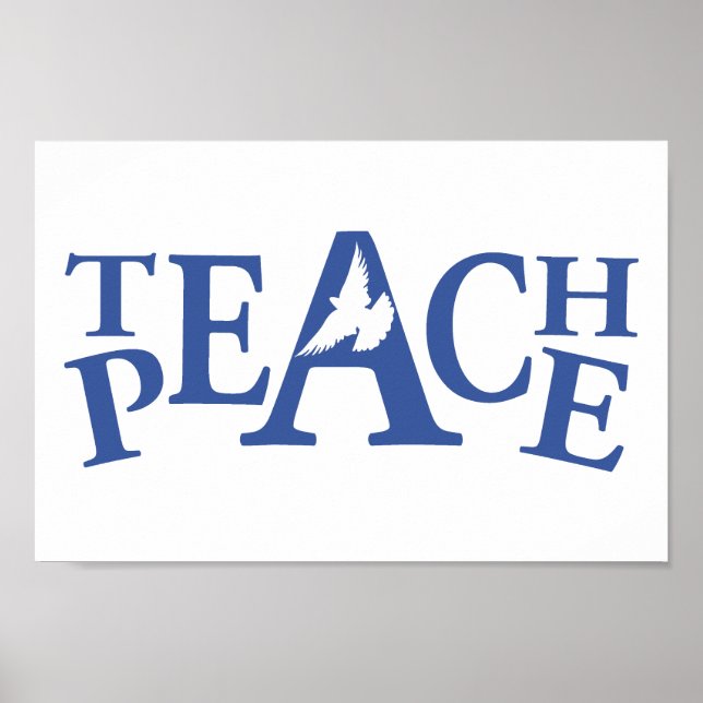 Poster Apprendre paix single colombe blanche slogan art (Devant)