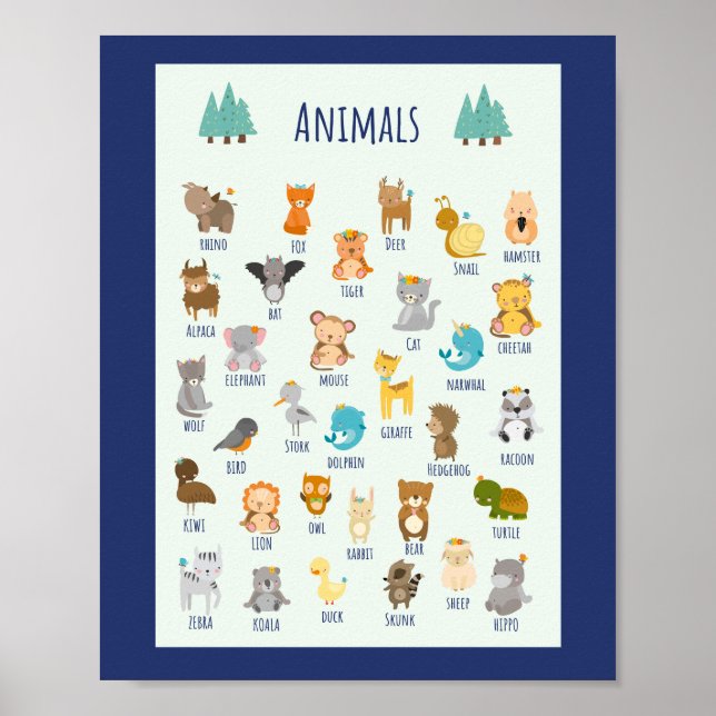 Poster Apprendre sur les animaux Éducation scolaire Appre (Devant)