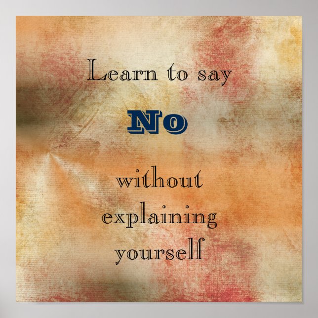 Poster Apprenez à dire non à la sagesse inspirationnelle (Devant)