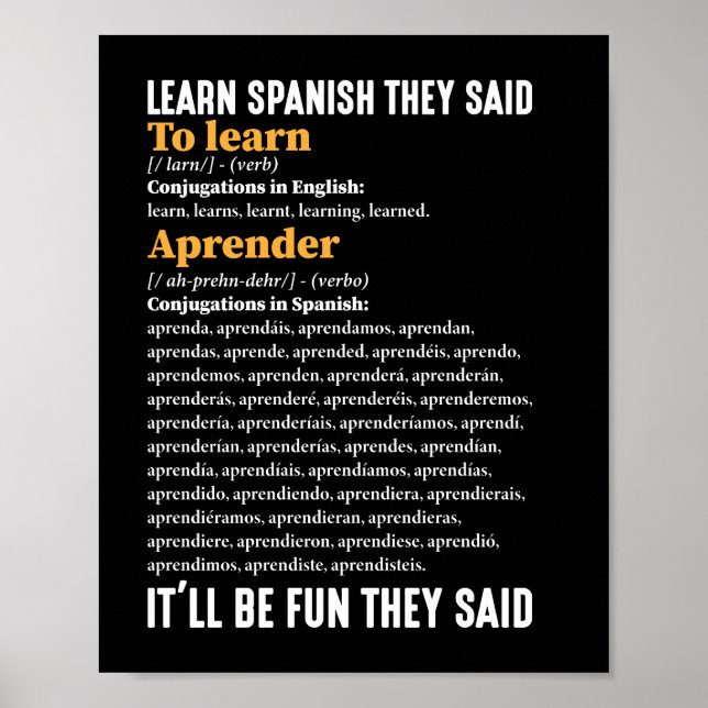 Poster Apprenez l'espagnol Ce sera amusant Ils disent drô (Devant)