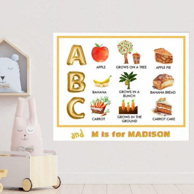 Poster Apprentissage amusant ABC Apple Banana Carrot Nom  (Créateur téléchargé)