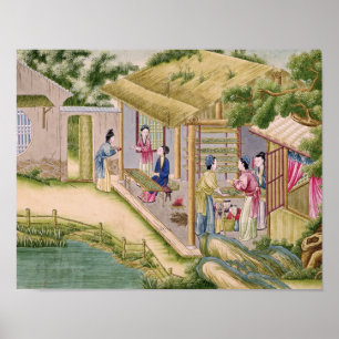 Poster Apprentissage des vers à soie