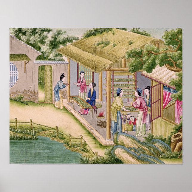 Poster Apprentissage des vers à soie (Devant)