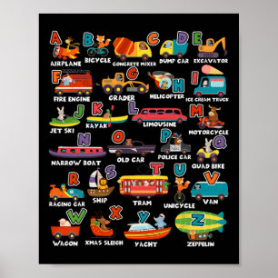 Poster Apprentissage Transport Lettre animal Abcs Enseign