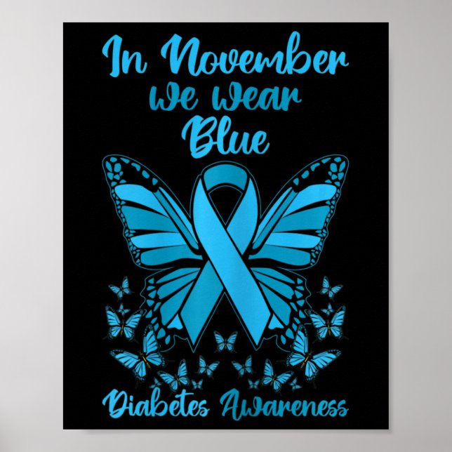 Poster Appui au diabète Novembre Blue Diabète Sensibilisa (Devant)