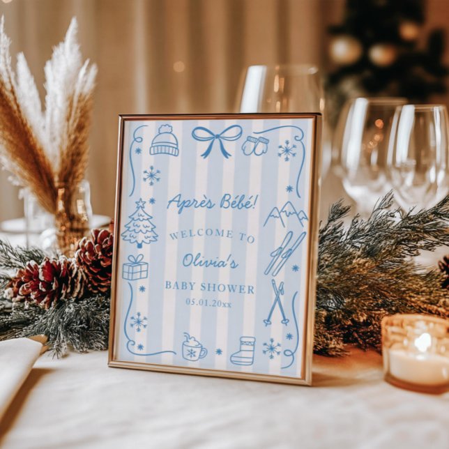 Poster Après Bébé Bienvenue à la baby shower d'hiver (Créateur téléchargé)