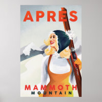 "Apres Ski Mammoth Mountain" Cool Retro Skiing Art