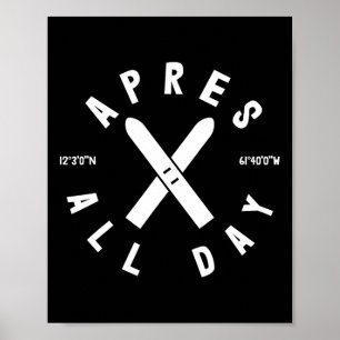 Poster Après Ski Toute La Journée Ski Cool Skieur Sports 
