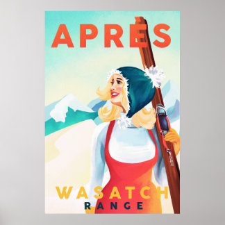 Poster "Apres Ski Wasatch Range" Ski Art de l'Utah Vintag