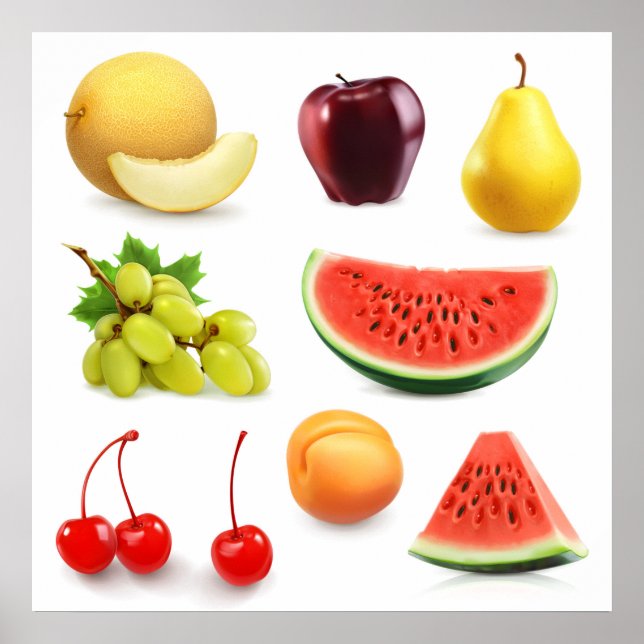 Poster Apricot de poire de cerise de pépins de pomme de p (Devant)