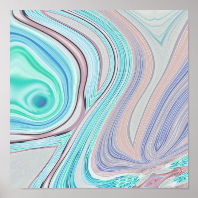 Poster aqua bleu menthe vert lilas violet pastel arc-en-c (Devant)