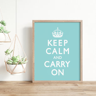 Poster Aqua Blue Keep Calm and Carry On