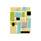 Aqua Blue Yellow Rectangs Starburst milieu du sièc