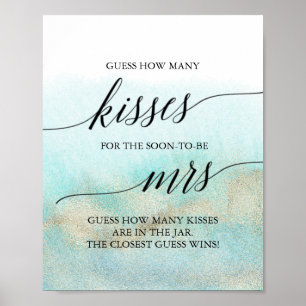 Poster Aqua et Gold Beach Devinez combien de baisers