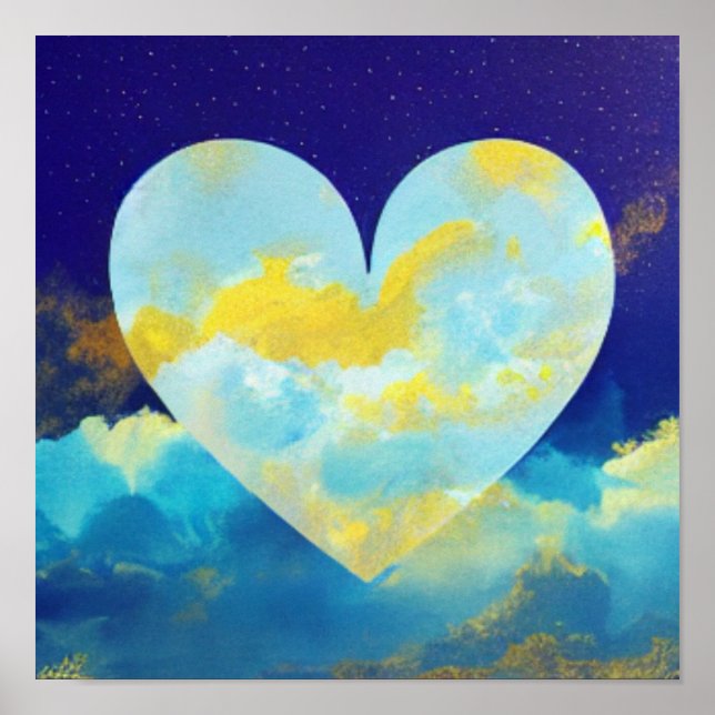 Poster Aqua et Gold Heart (Devant)