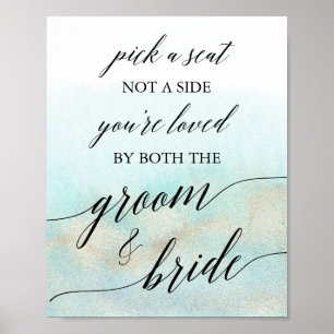 Poster Aqua et Gold Watercolor Beach Choisissez un pannea