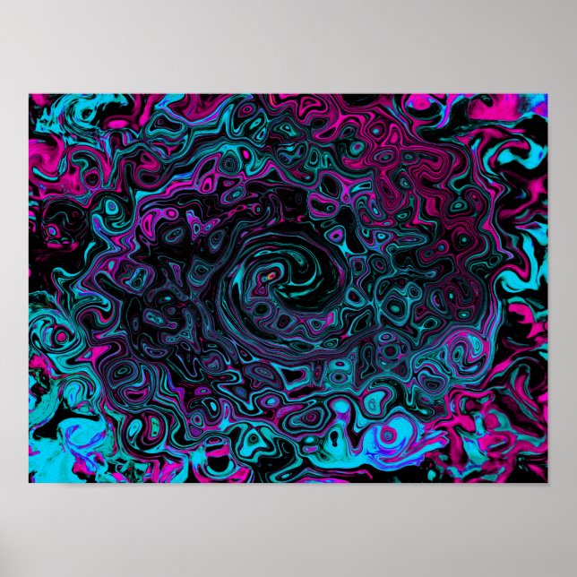 Poster Aqua Magenta et Abstrait noir (Devant)