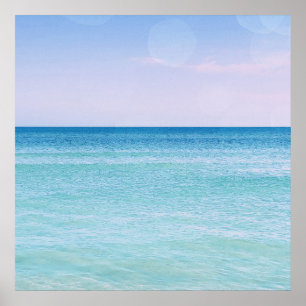 Poster Aqua Turquoise Lavender Ocean Waves Plage tropical