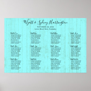 Poster Aqua Wood Grain Driftwood Réception Carte de siège
