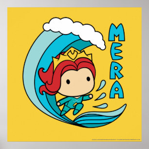 Poster Aquaman Chibi Mera Riding Vague Graphique