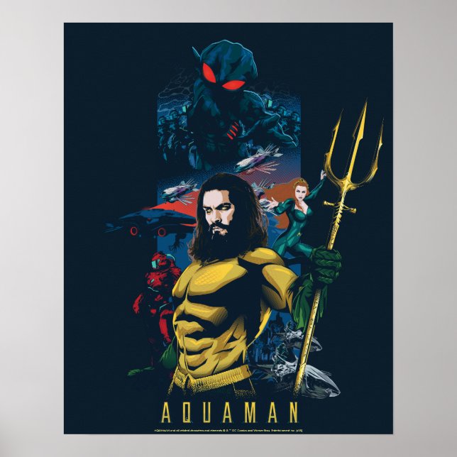 Poster Aquaman | Orin, Mera, et graphique noir de Manta (Devant)