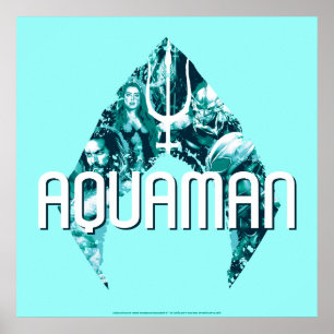 Poster Aquaman   Orin, Mera, Orm & Manta Noir En Symbole