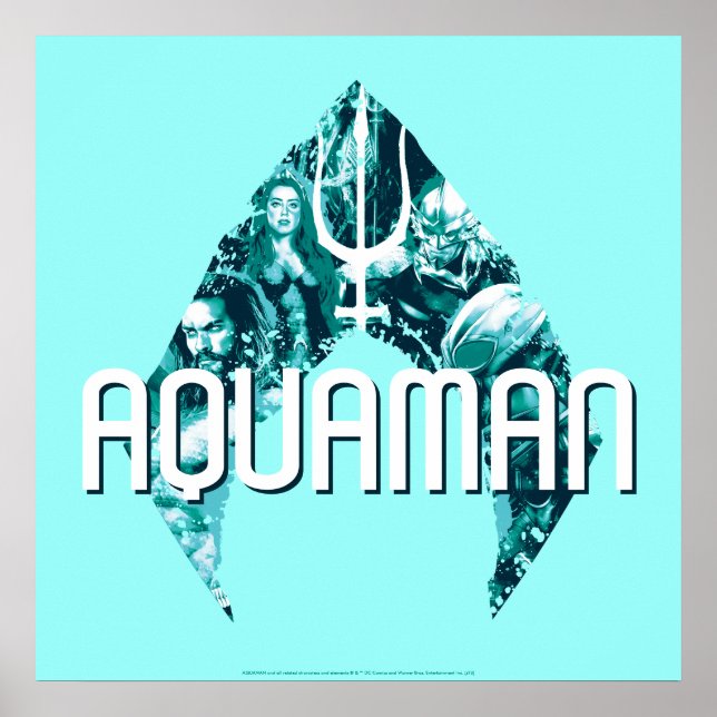 Poster Aquaman | Orin, Mera, Orm & Manta Noir En Symbole (Devant)
