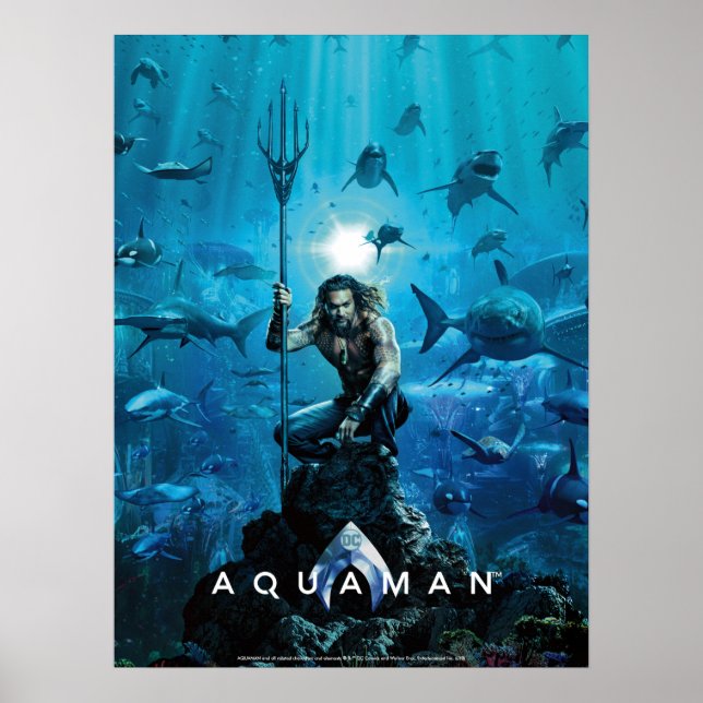 Poster Aquaman | Prince Orin avec animaux aquatiques (Devant)