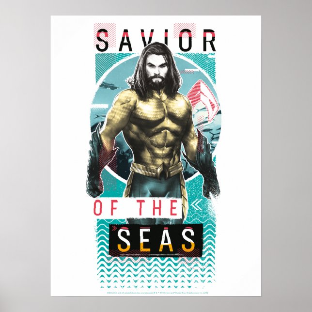 Poster Aquaman | "Sauveur Des Mers" Graphique Moderniste (Devant)