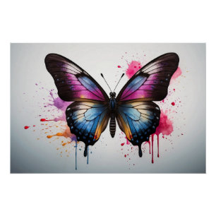 Poster *~* Aquarelle à éclaboussure papillon AP52
