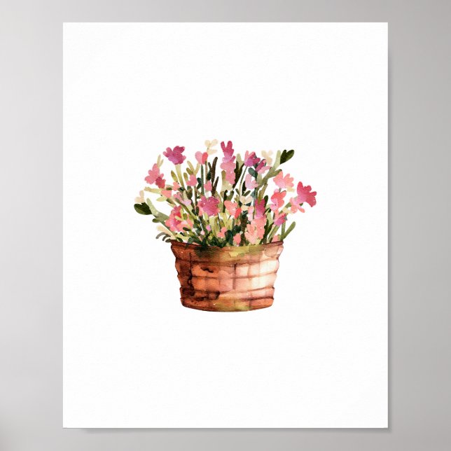 Poster Aquarelle à fleurs pointillées (Devant)