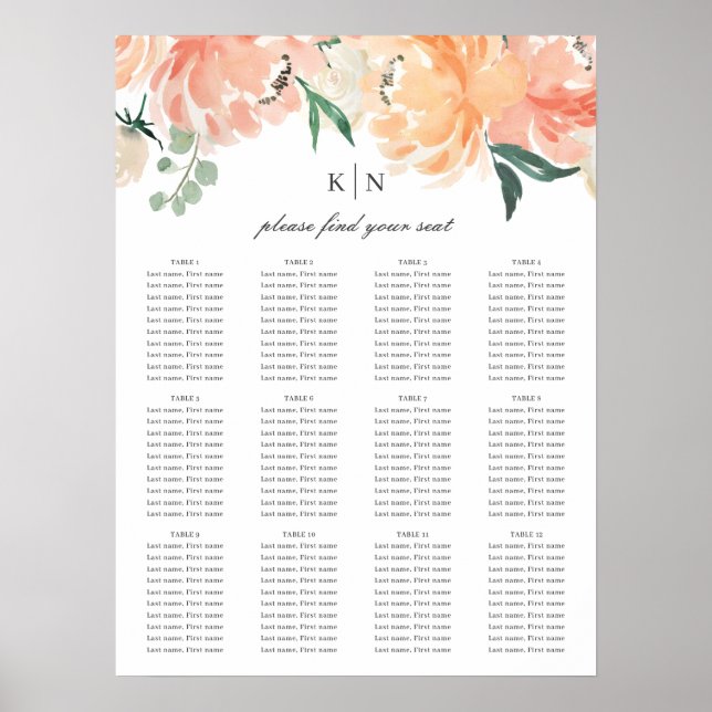 Poster Aquarelle à laine molle Mariage floral (Devant)