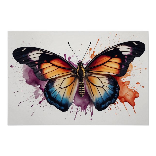 Poster *~* Aquarelle à papillon gras AP52 (Devant)