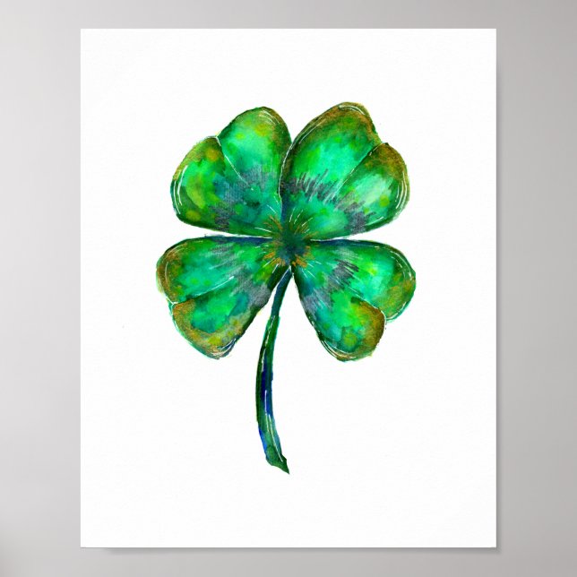 Poster aquarelle à quatre feuilles (Devant)