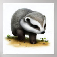 Aquarelle à rendu 3D Image d'un Badger