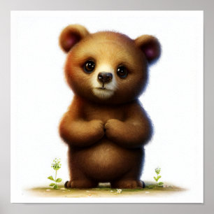Poster Aquarelle à rendu 3D Image d'un ours Brown