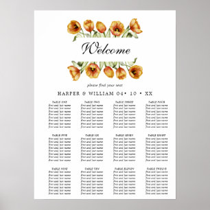 Poster Aquarelle à ressort tulipes mariage