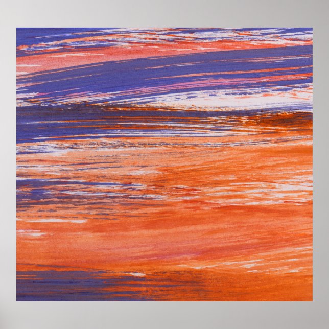 Poster Aquarelle Abstraite : Bleu orange (Devant)