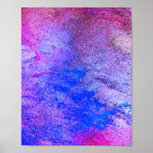 Poster Aquarelle abstraite bleue Art Waves violet