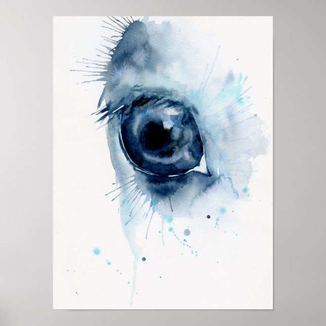 Poster Aquarelle Abstraite Cheval Oeil (Devant)