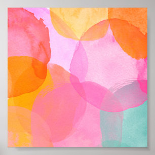 Poster Aquarelle Abstraite couleur mignonne