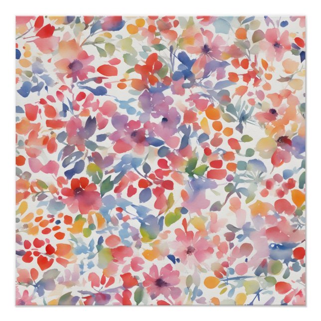 Poster Aquarelle Abstraite Flore perdue (Devant)