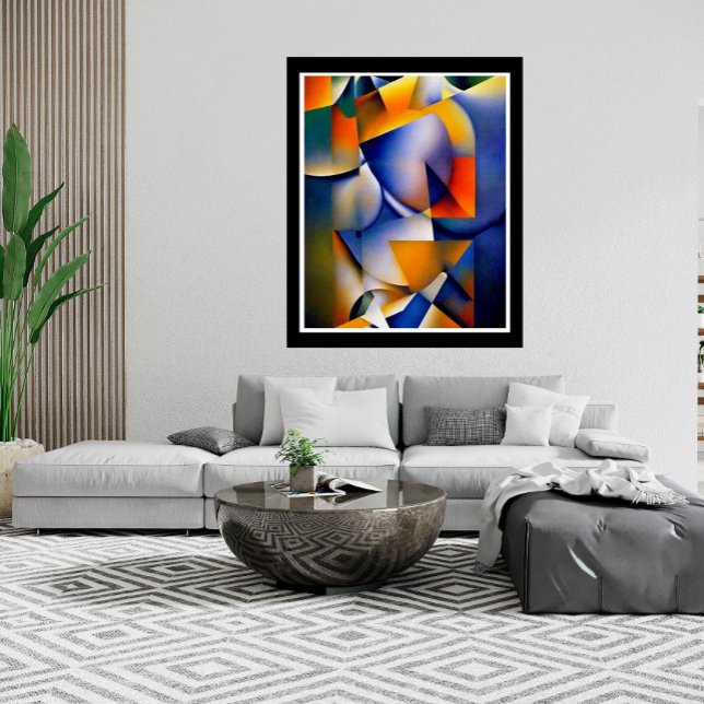 Poster Aquarelle Abstraite moderne bleu rose jaune (Créateur téléchargé)