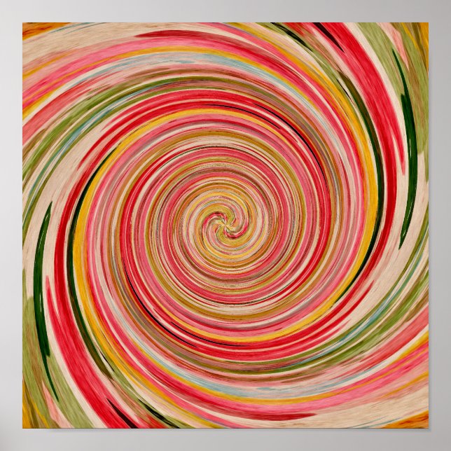 Poster Aquarelle Abstraite moderne Pastel Rose (Devant)