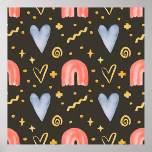 Poster Aquarelle Abstraite motif transparent, feuille des